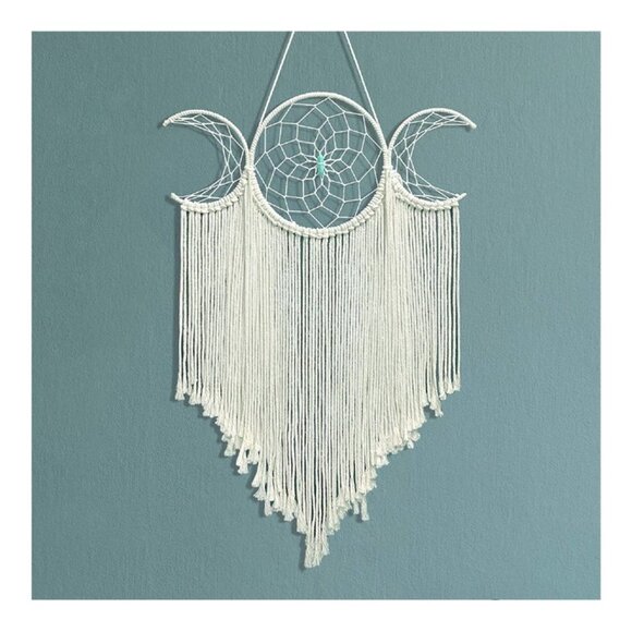NEW Moon Goddess Boho Dreamcatcher Bohemian Global Decor Macrame Wall Hanging - Picture 2 of 5